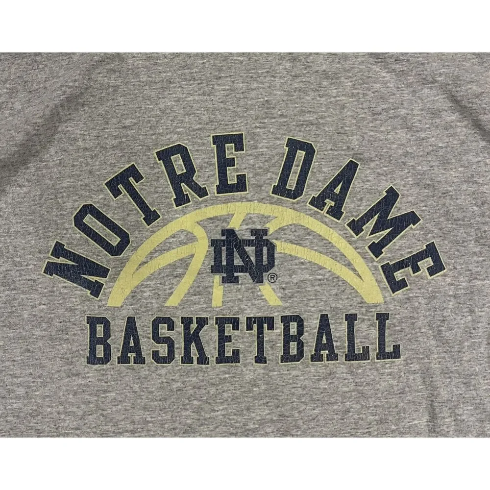 Vintage Adidas Notre Dame Basketball Shirt Mens XL Gray Logo‎ Short Sleeve